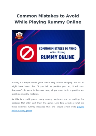 Mistakes to Avoid While Playing Rummy Online