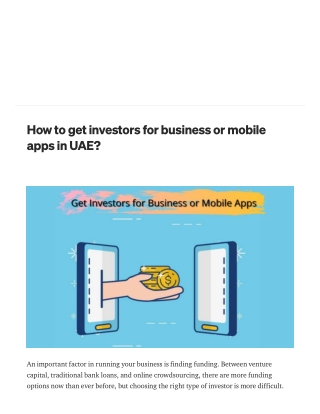 How to get investors for business or mobile apps in UAE