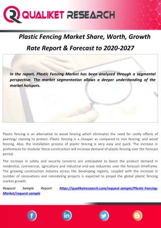Plastic Fencing Market Share, Worth, Growth  Rate Report & Forecast to 2020-2027
