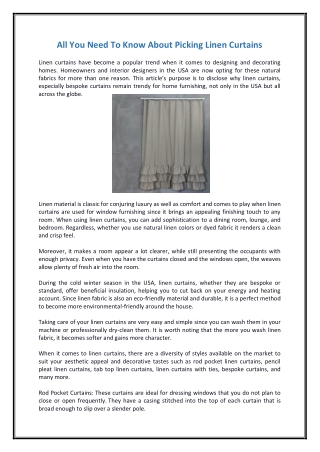 All You Need To Know About Picking Linen Curtains