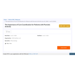 The Importance of Care Coordination for Patients with Psoriatic Arthritis | Register for Patient Care Coordination on eM