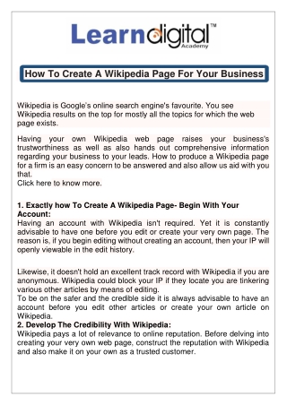 How To Create A Wikipedia Page For Your Business
