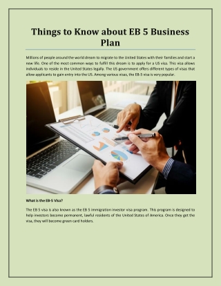 Things to Know about EB 5 Business Plan
