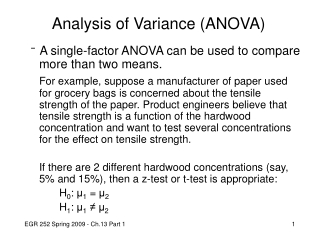 Analysis of Variance (ANOVA)