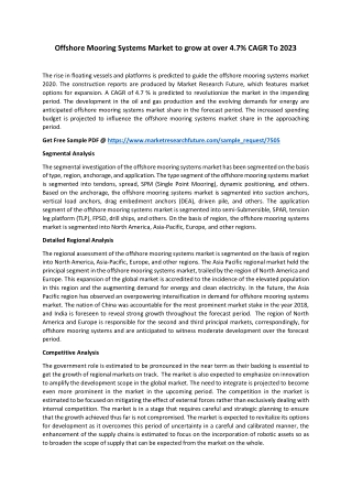 Offshore Mooring Systems Market – Sophisticated Demand & Dynamic Forecast To 2023