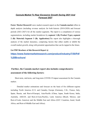 Cannula Market To Rear Excessive Growth During 2021 And Forecast 2027