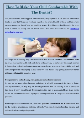 How To Make Your Child Comfortable With The Dentist?