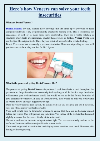 Here’s how Veneers can solve your teeth insecurities