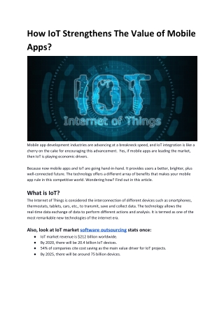 Mobile Apps: How IoT Strengthens The Value Apps?