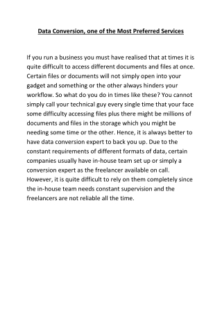 Data Conversion, one of the Most Preferred Services