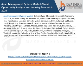 Asset Management System Market-Global Opportunity Analysis and Industry Forecast to 2026