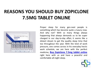 Reasons You Should Buy Zopiclone 7.5MG Tablet Online