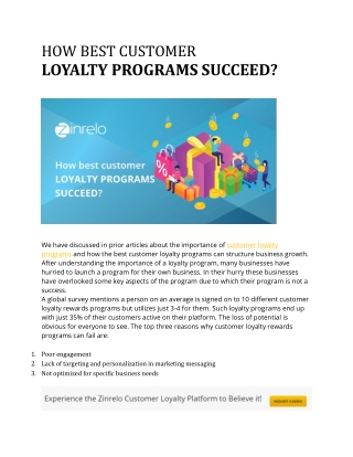 How Best Customer Loyalty Programs Succeed?