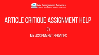 Why Students Require Our Article Critique Assignment Help Services?
