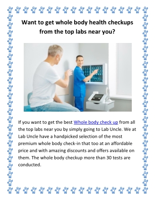 Want to get a whole body health checkup from the top labs near you?
