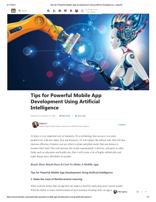 Tips for Powerful Mobile App Development Using Artificial Intelligence