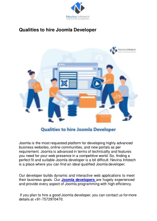 Qualities to hire Joomla Developer