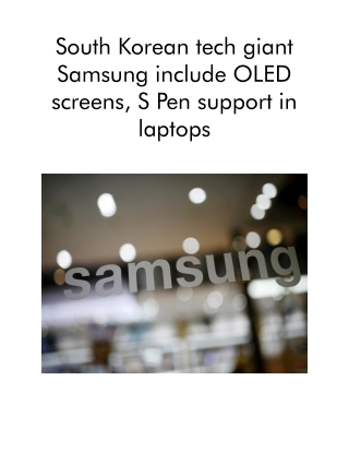 South Korean Tech Giant Samsung Include OLED Screens, S Pen Support in Laptops