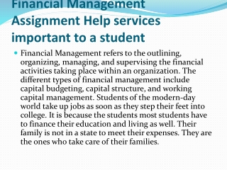 How is Financial Management Assignment Help services important to a student?