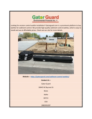 Wattles for Sediment Control | Gatorguard.com