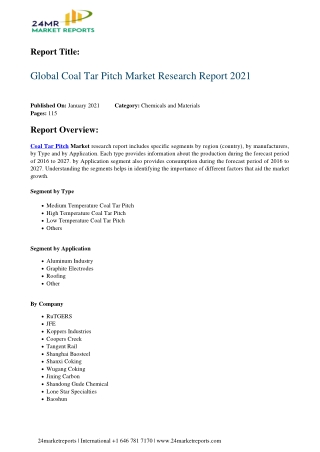 Coal Tar Pitch Market Research Report 2021