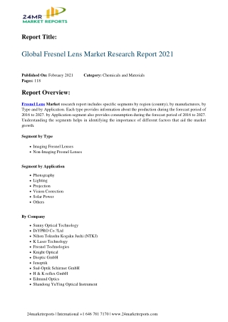 Fresnel Lens Market Research Report 2021