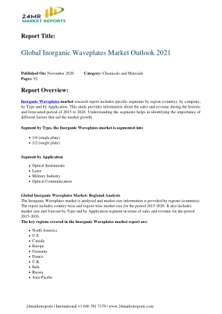 Inorganic Waveplates Market Outlook 2021