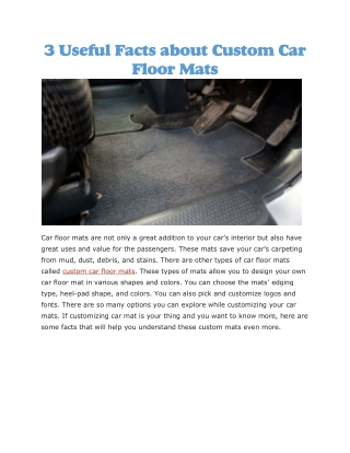 Custom car floor mats