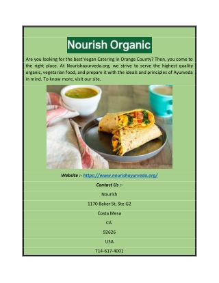 Best Healthy Restaurant Orange County | Nourish Ayurveda