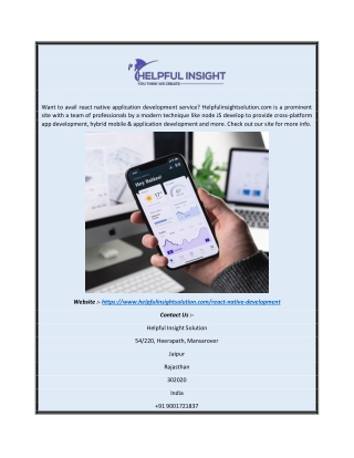 React Native Application Development | Helpfulinsightsolution.com