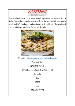 Japanese Restaurant in La Jolla | Nozomilajolla.com