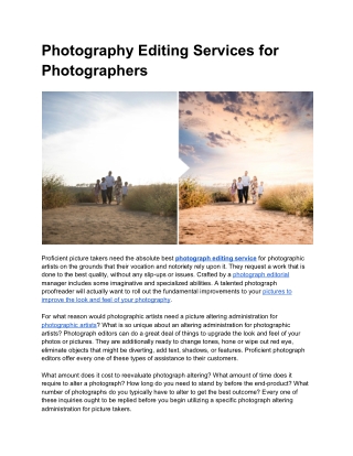 Photography Editing Services for Photographers