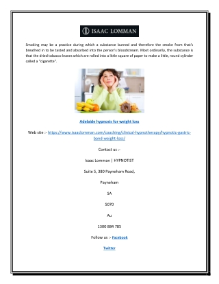 Adelaide hypnosis for weight loss | Isaaclomman.com