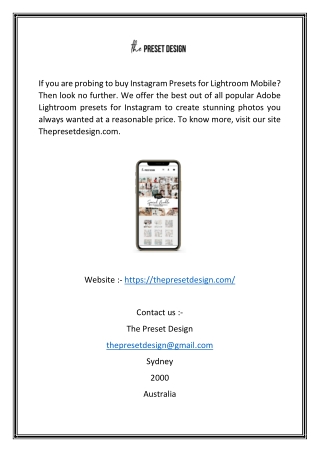 Buy Adobe Lightroom Mobile Presets | The Preset Design