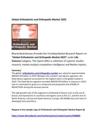 Global Orthodontic and Orthopedic Market Research Report 2025