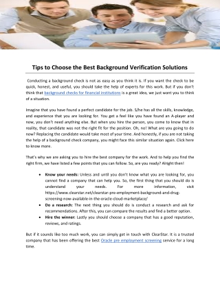 Tips to Choose the Best Background Verification Solutions