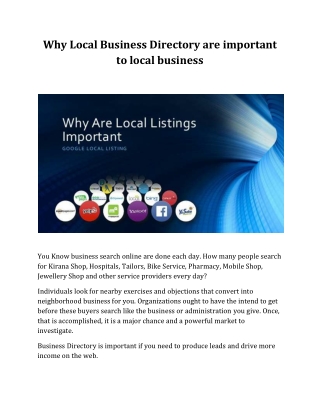 Why Local Business Directory are important to local business - Pointlocals