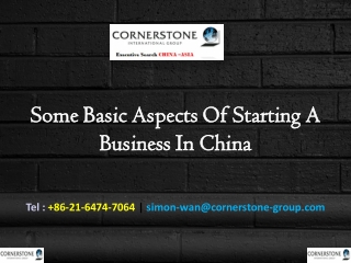 Some Basic Aspects Of Starting A Business In China