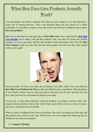 What Best Face Care Products Actually Work?