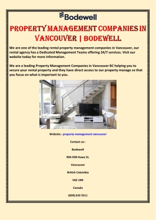 Property Management Companies in Vancouver | Bodewell