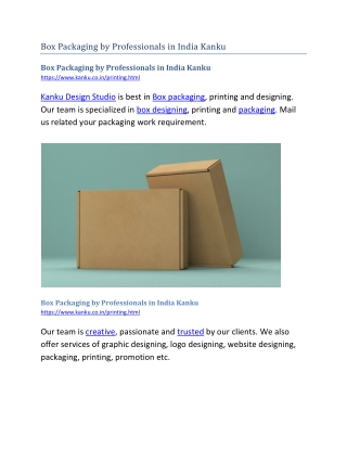 Box Packaging by Professionals in India Kanku