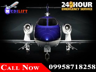 Utilize High-Quality Charter Air Ambulance in Varanasi and Indore with Medical Team by Medilift