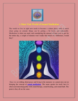 A Must Visit World of Sound Meditation