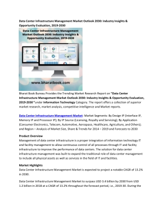 Data Center Infrastructure Management Market Outlook 2030