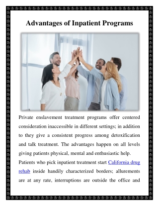 Advantages of Inpatient Programs