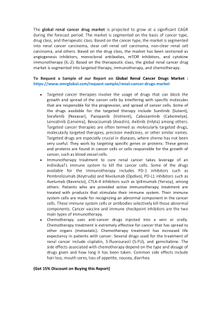 Global Renal Cancer Drugs Market 2019: Global Trends, Key Players, Industry Analysis Report to 2025