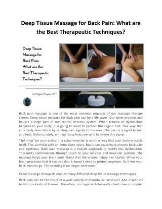 Deep Tissue Massage for Back Pain: What are the Best Therapeutic Techniques?