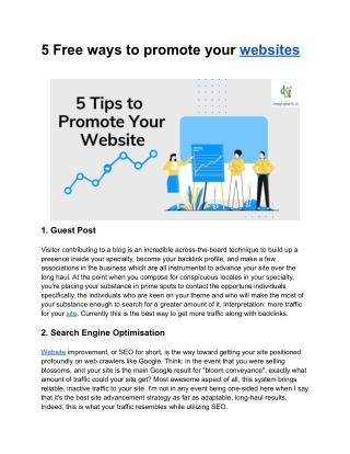 5 Free ways to promote your websites