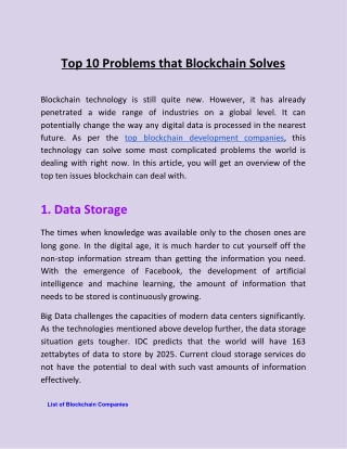 Top 10 Problems that Blockchain Solves