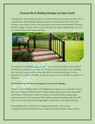 Custom Deck Railing Designs in Cape Coral!